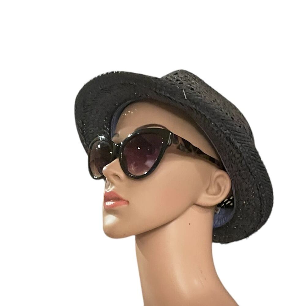 Billabong boho black straw fedora hat one size